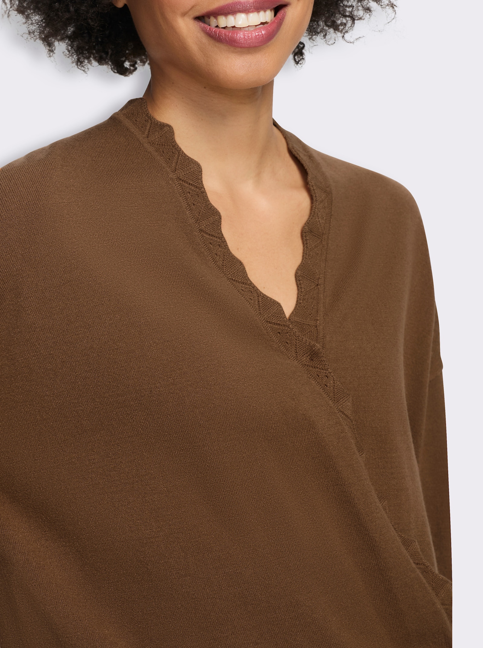 heine Feinstrickpullover in Wickel-Optik - braun