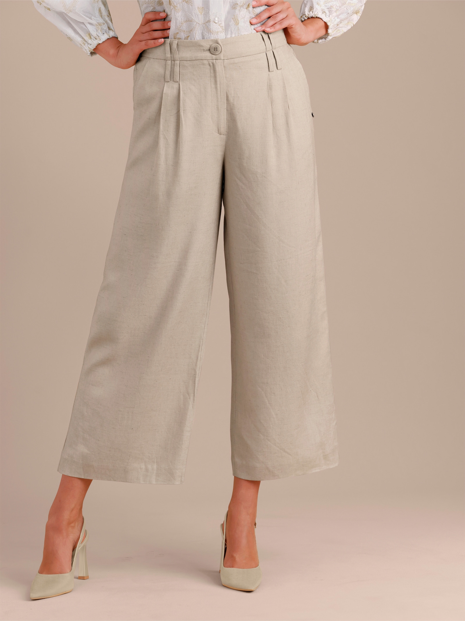 CREATION L PREMIUM Culotte mit Bundfalten - sand-meliert