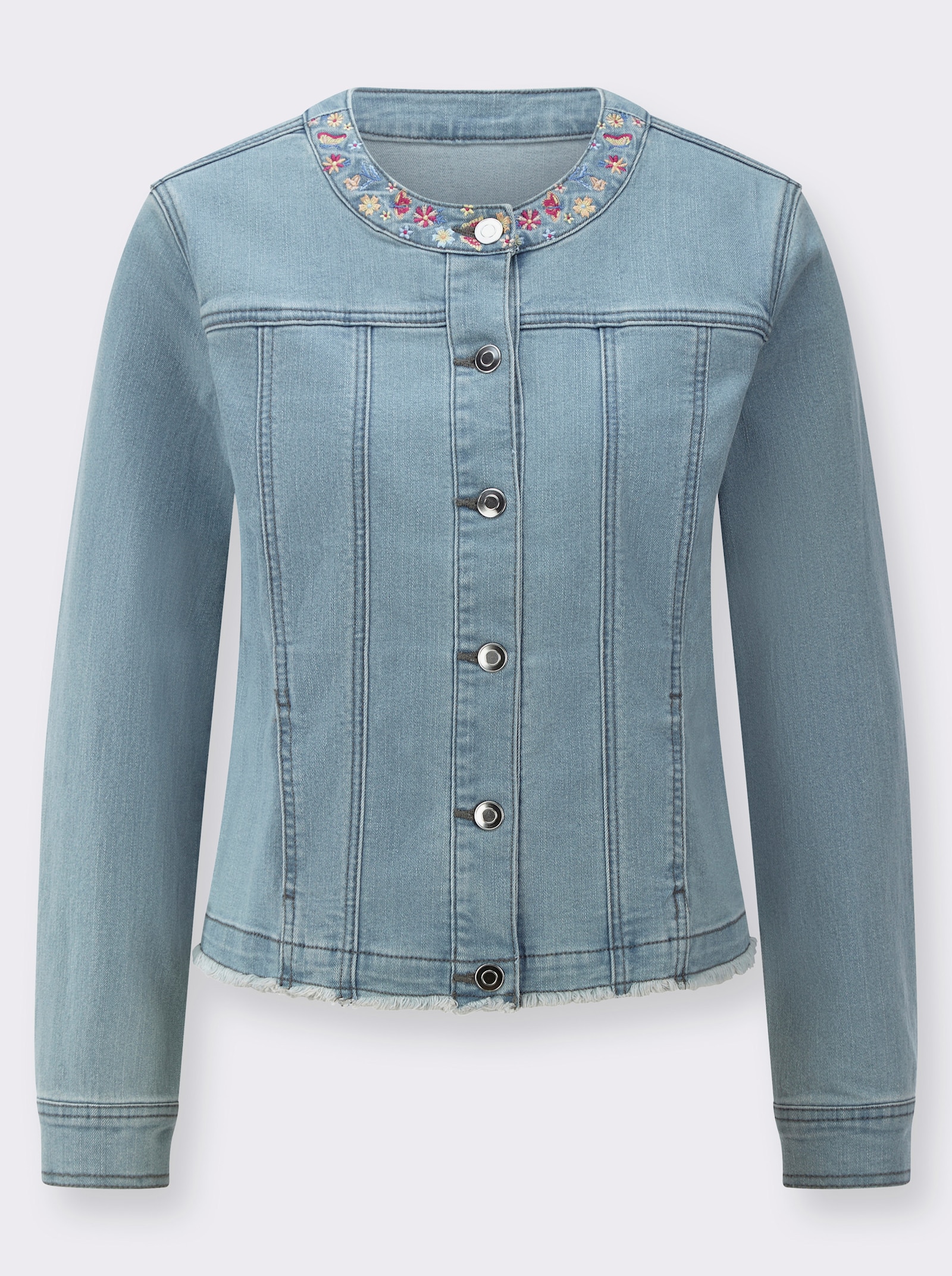 Jeansblazer mit Stickerei - blue-bleached