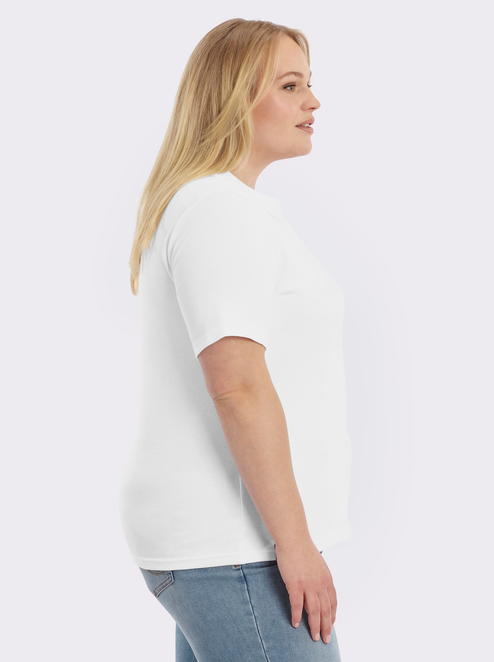 Poloshirt mit Ösen-Verzierung - weiß