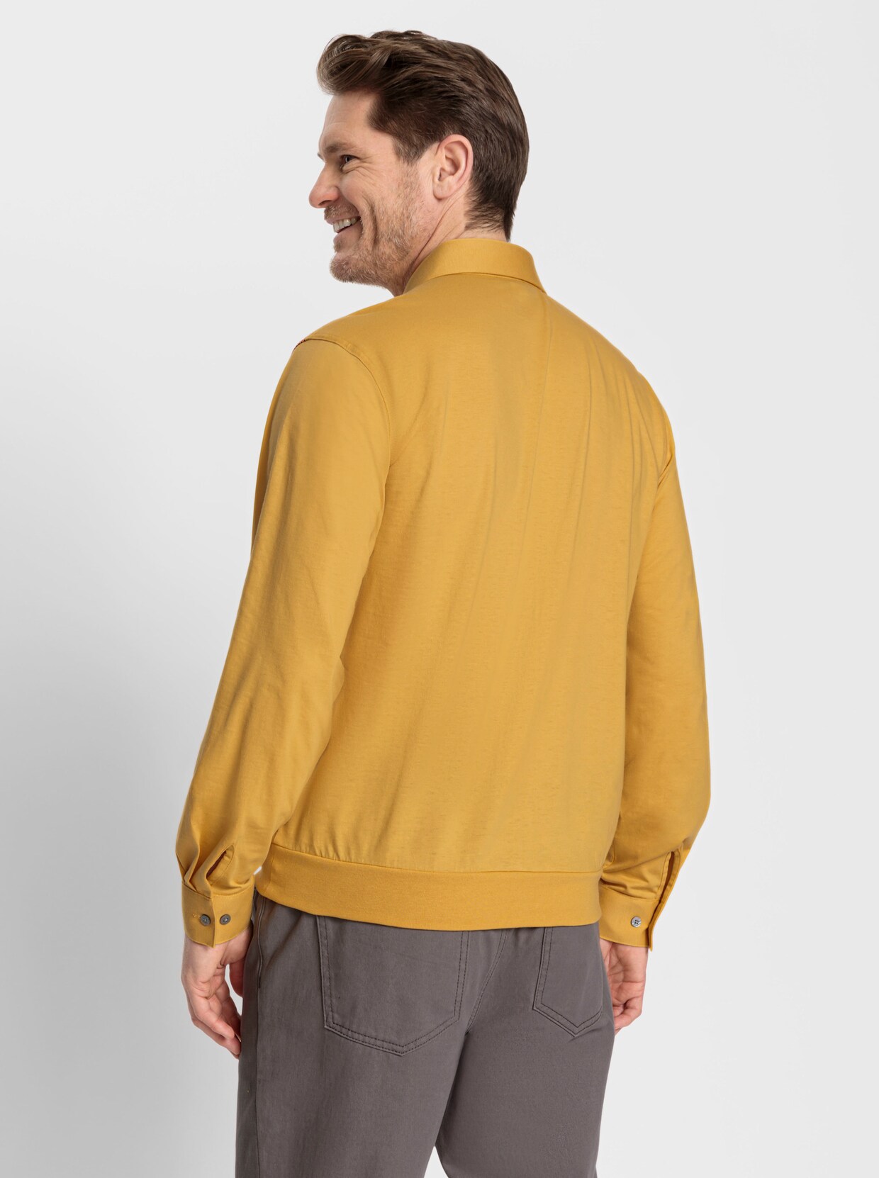 Langarm-Poloshirt - ocker