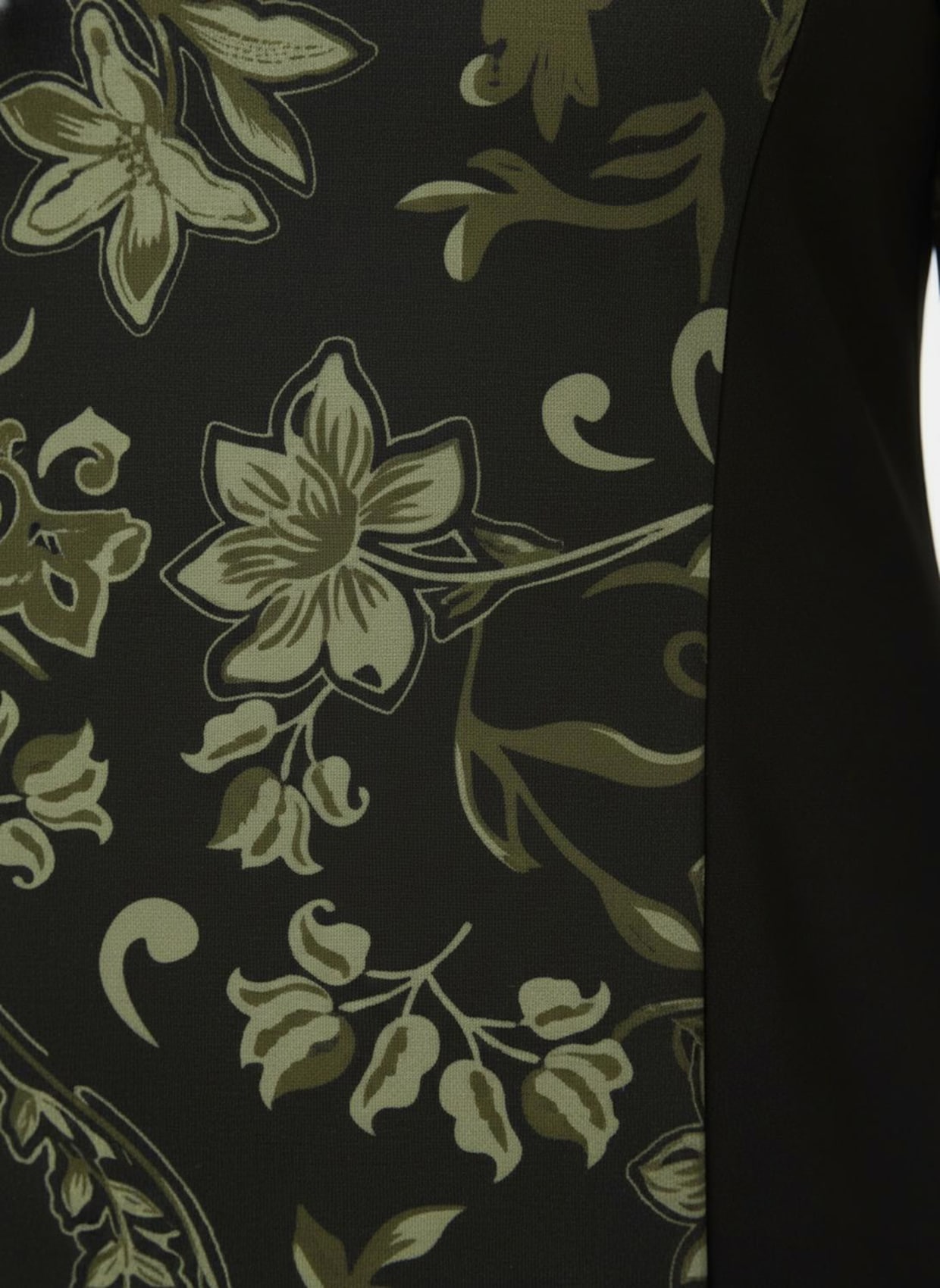 Jerseykleid im floralen Dessin - schwarz-oliv-bedruckt