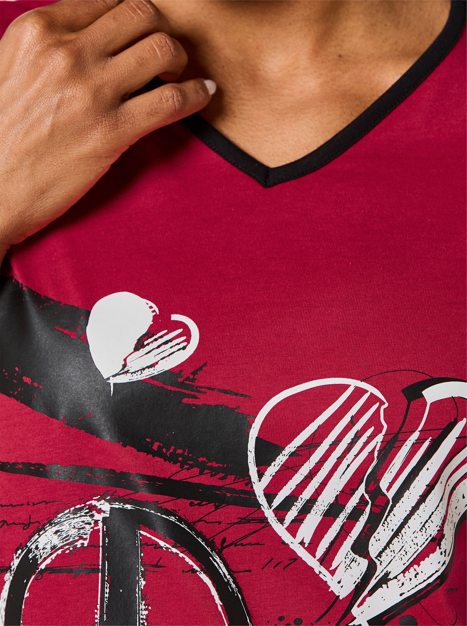 wäschepur Sleepshirts - rot-bedruckt + weiß-bedruckt