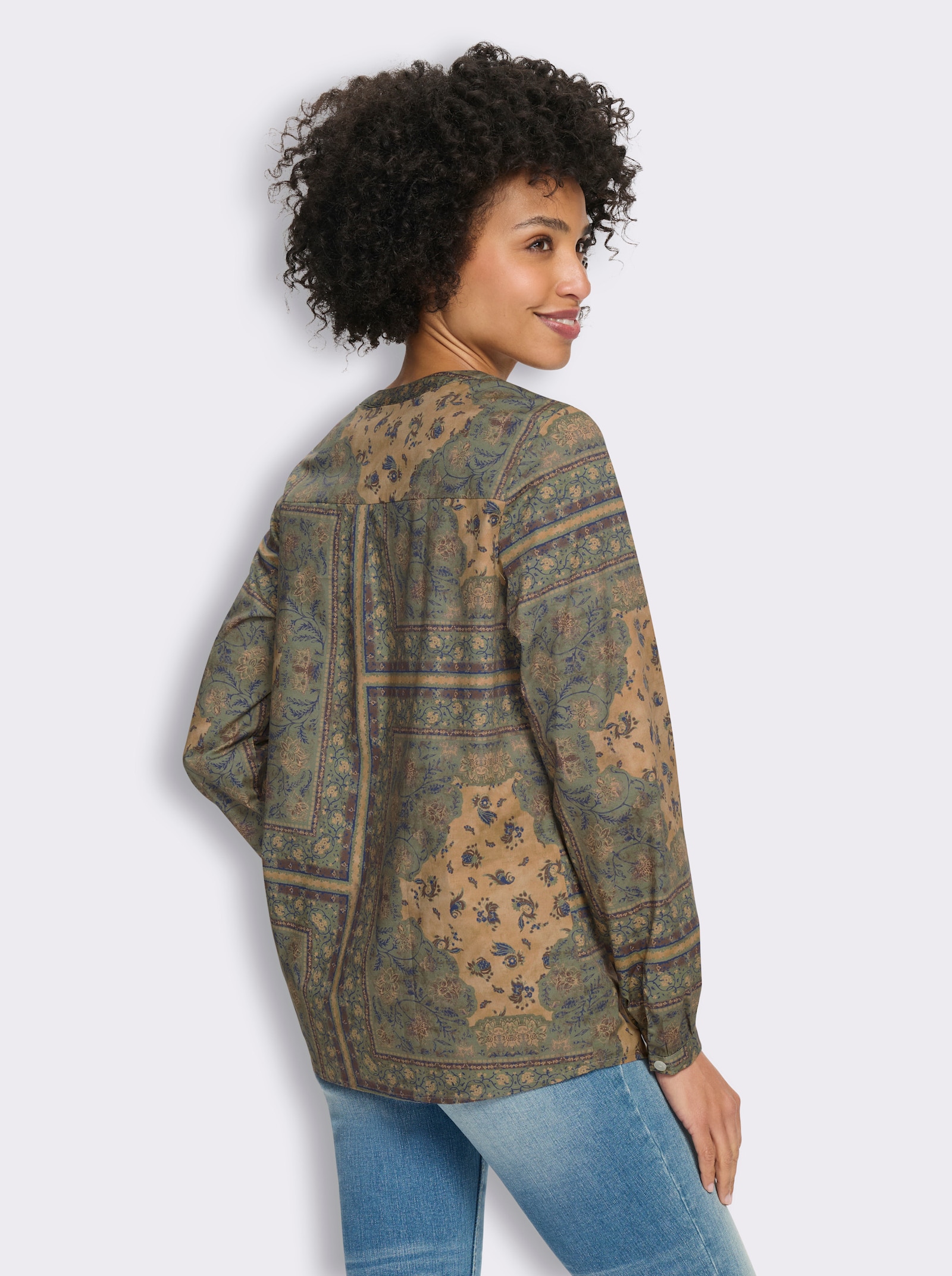 heine Druckbluse mit Floral-Dessin - khaki-camel-bedruckt