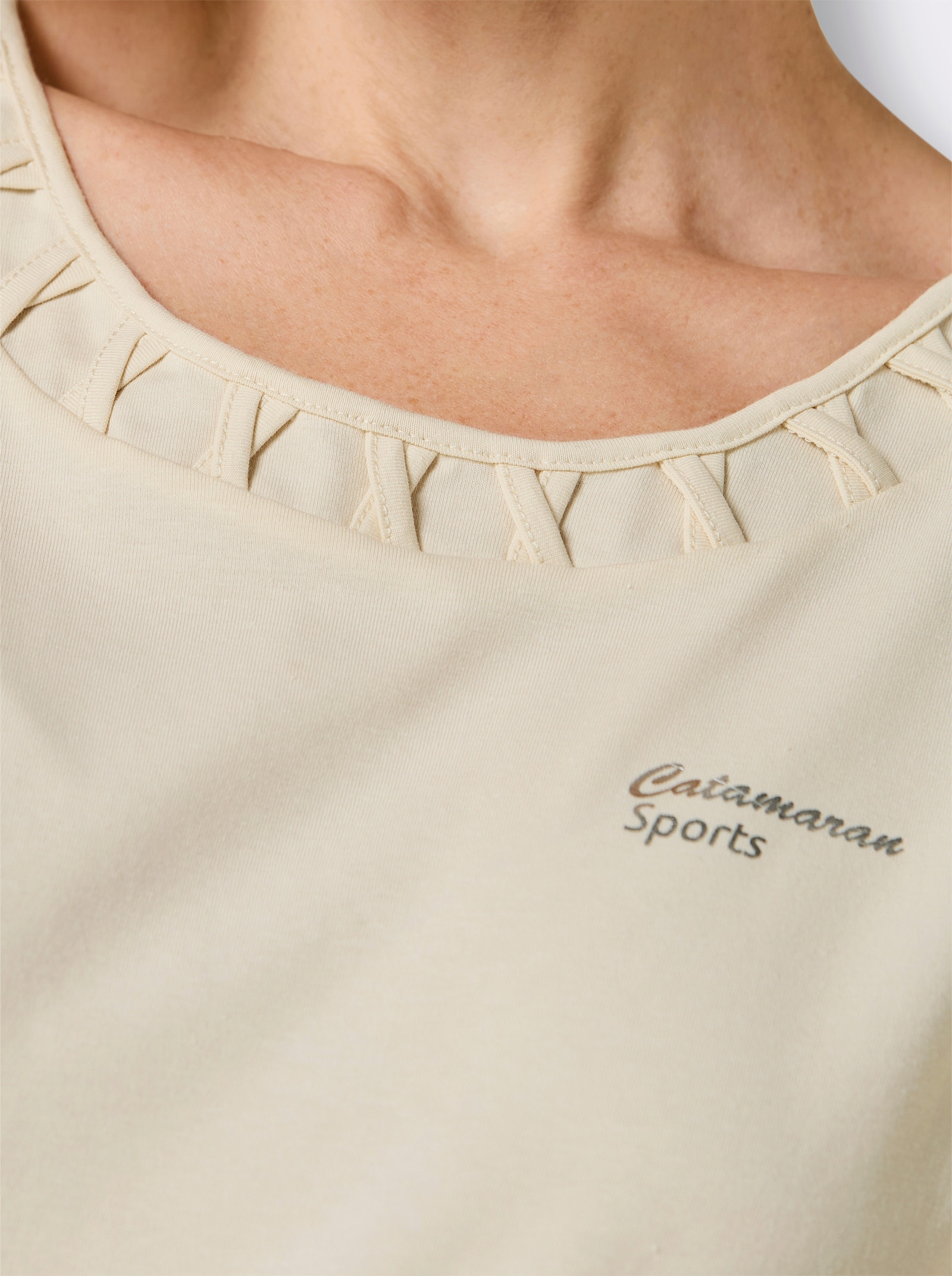 Catamaran Sports Vrijetijdsshirt met decoratieve bies - champagne