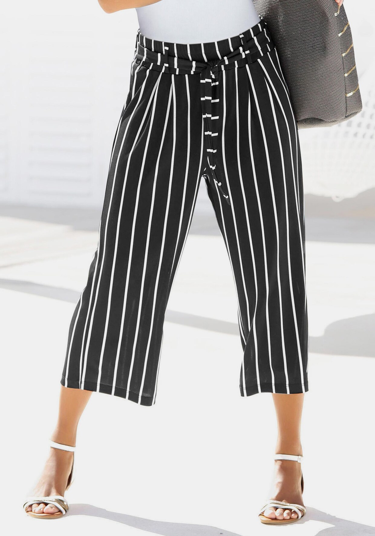 LASCANA Jupe-culotte - noir-blanc à rayures