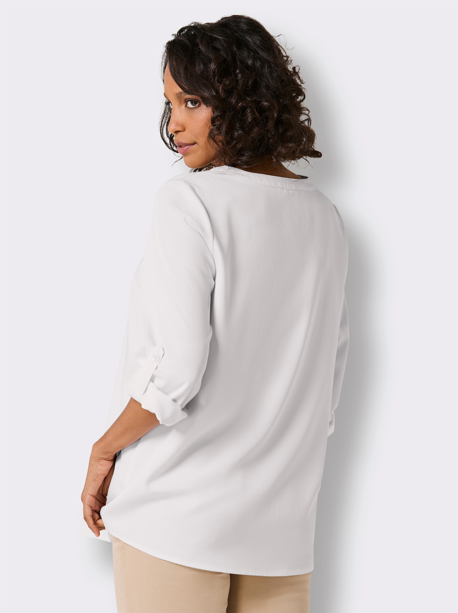 CREATION L PREMIUM Longbluse mit seidig-mattem Glanz - weiß