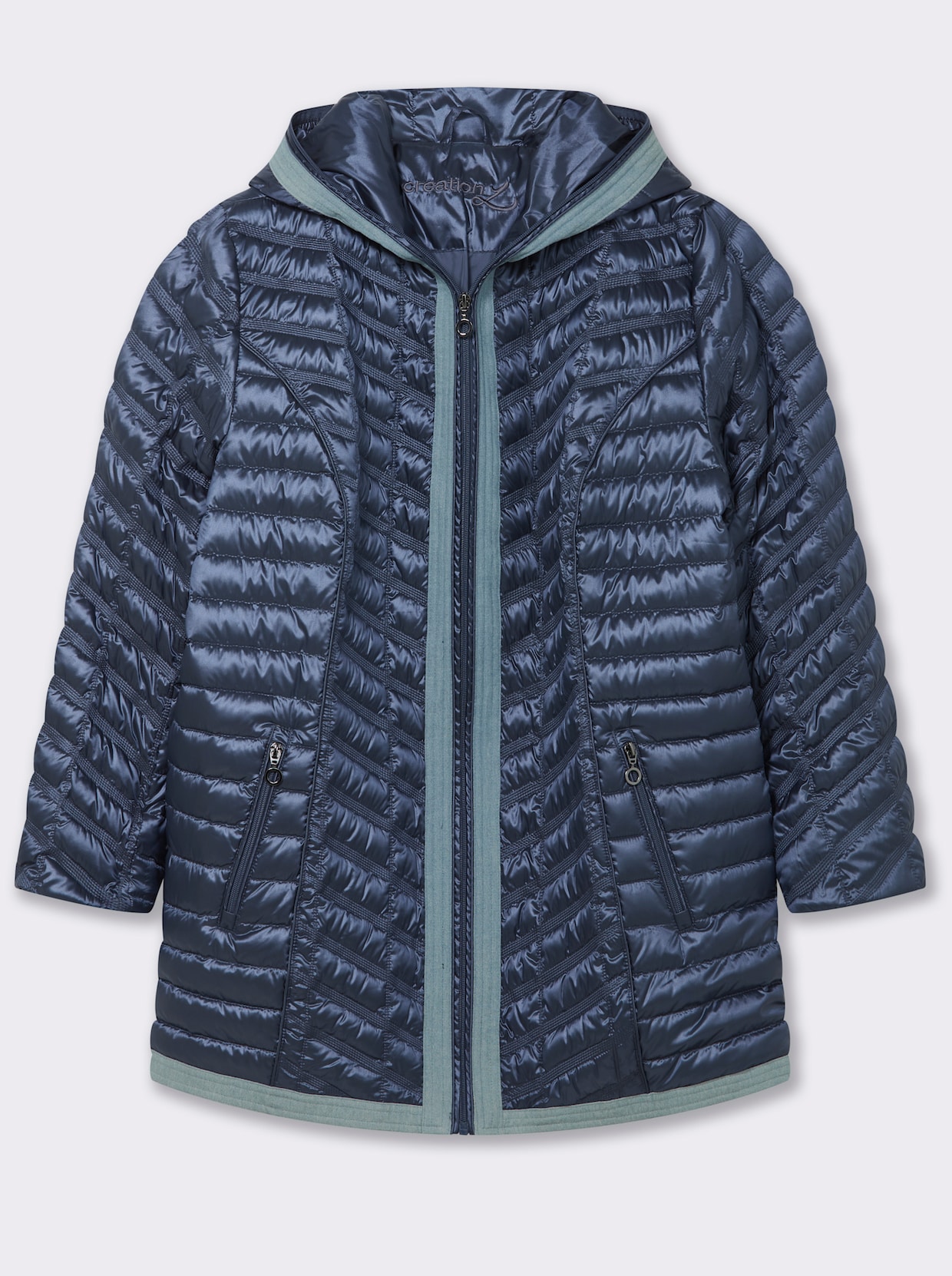 Steppjacke mit Details in Jeans-Optik - rauchblau