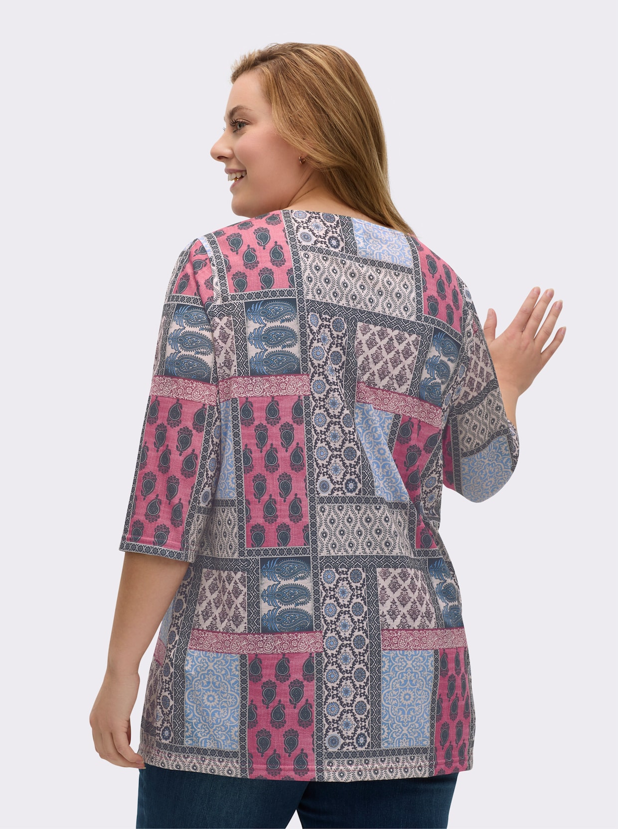 Print-Shirt im Patchwork-Optik - beere-gemustert