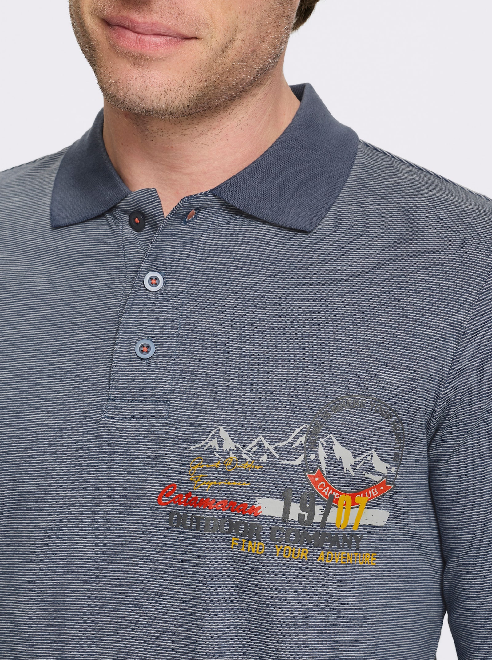 Catamaran Langarm-Poloshirt - rauchblau-meliert