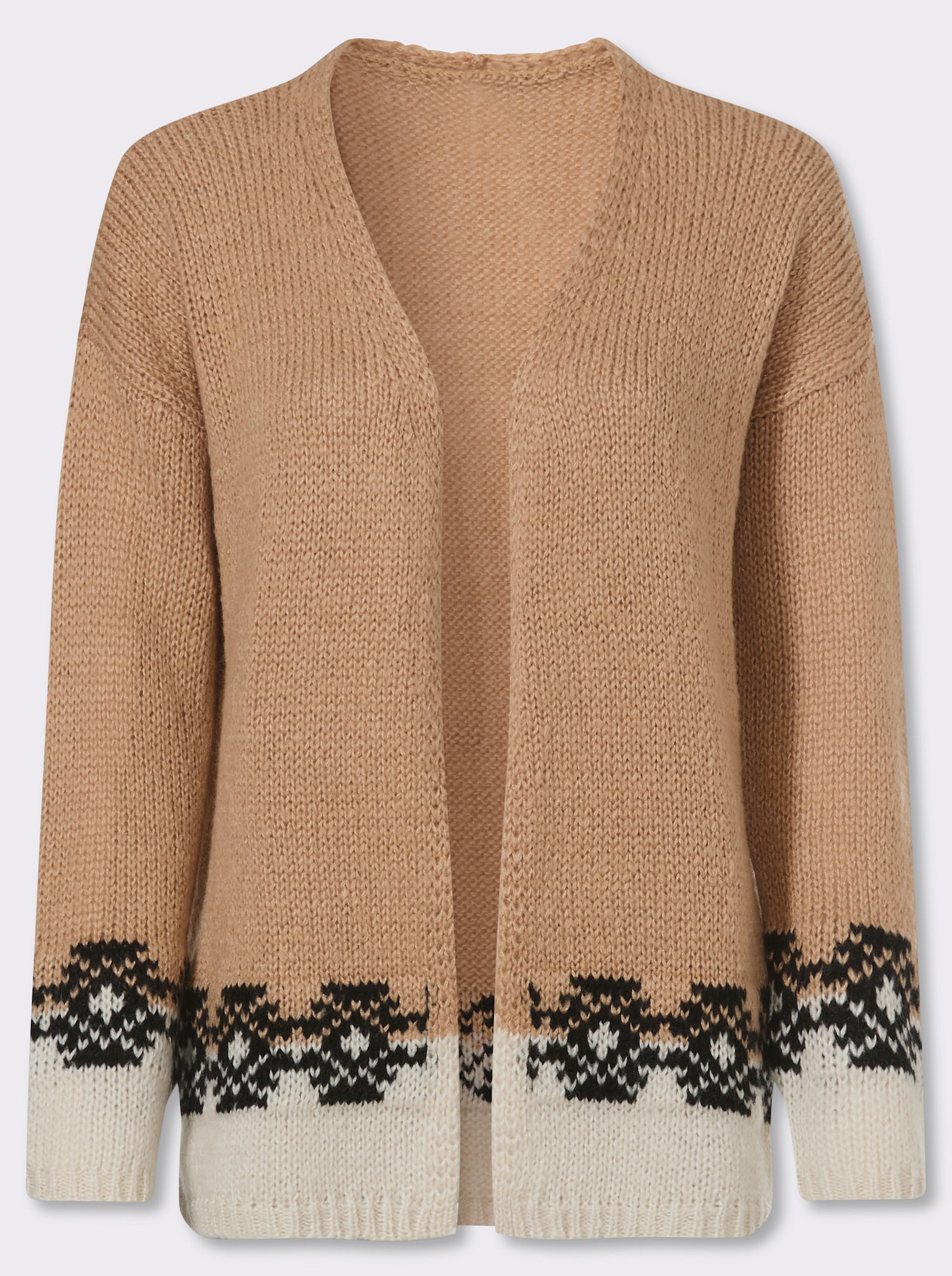 heine Cardigan - camel/zwart gedessineerd