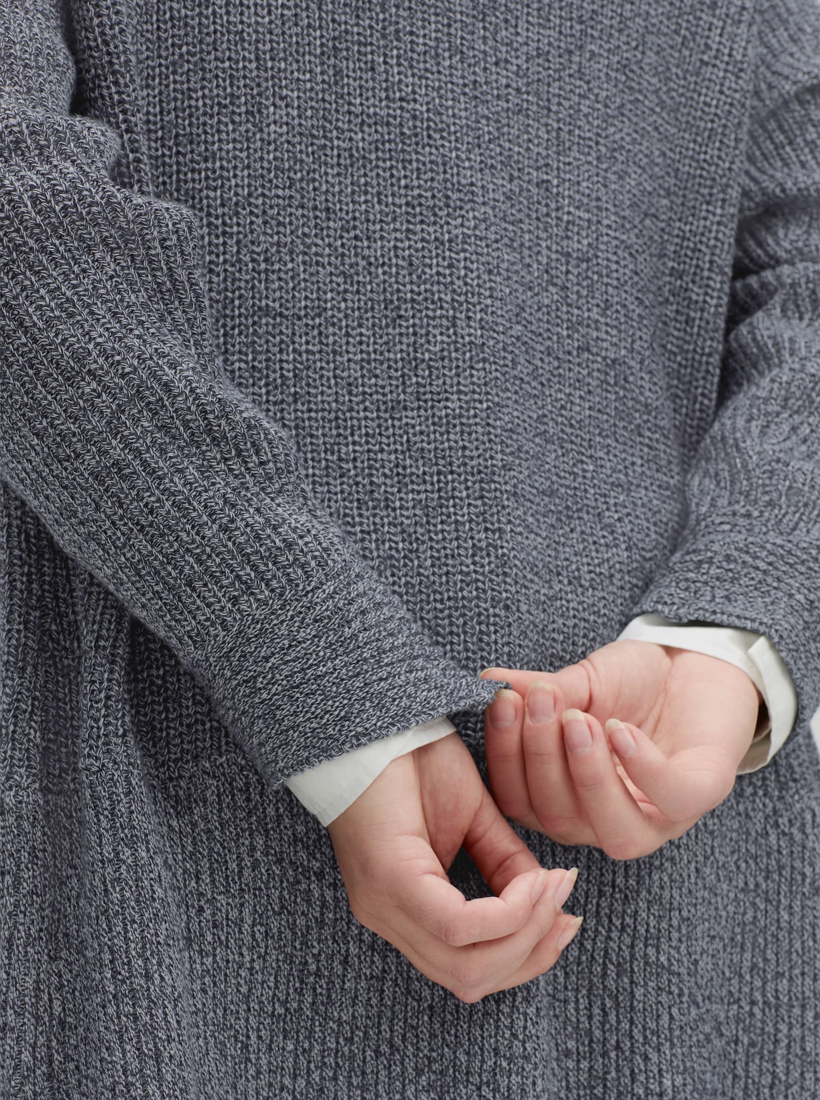 Strickjacke mit Schalkragen - marine-meliert