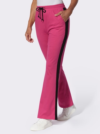 Freizeithose mit kontrastfarbenen Galonstreifen - fuchsia-schwarz