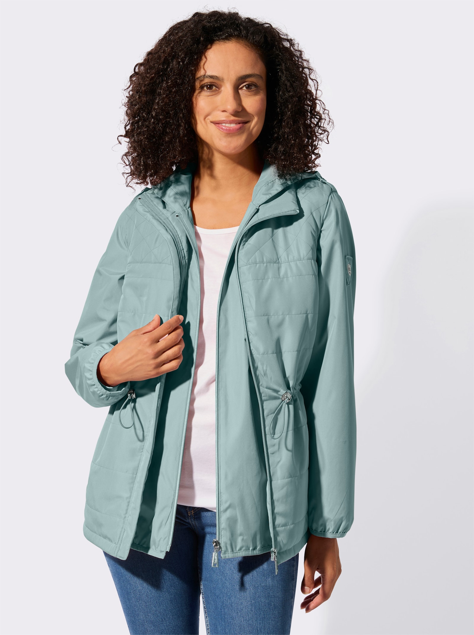 3-in-1-Funktionsjacke im Steppmuster-Mix - jade