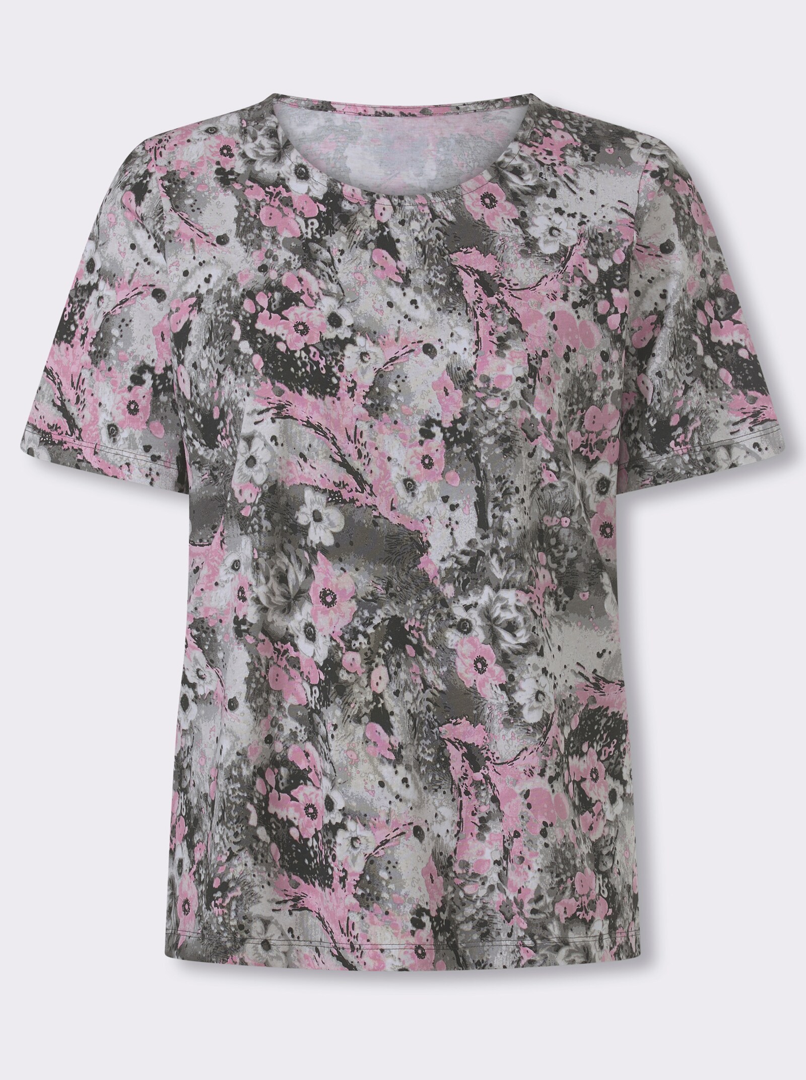 Shirt met korte mouwen in bloemdessin - roze/steengrijs bedrukt