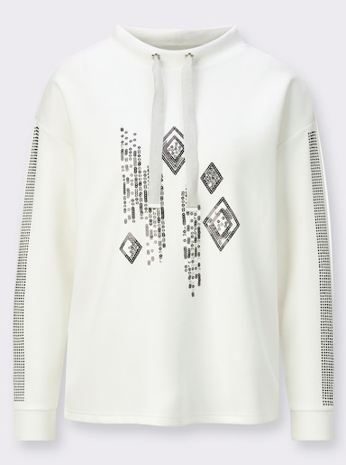 Kapuzensweatshirt mit hochwertigem Modal - ecru-schwarz-gemustert