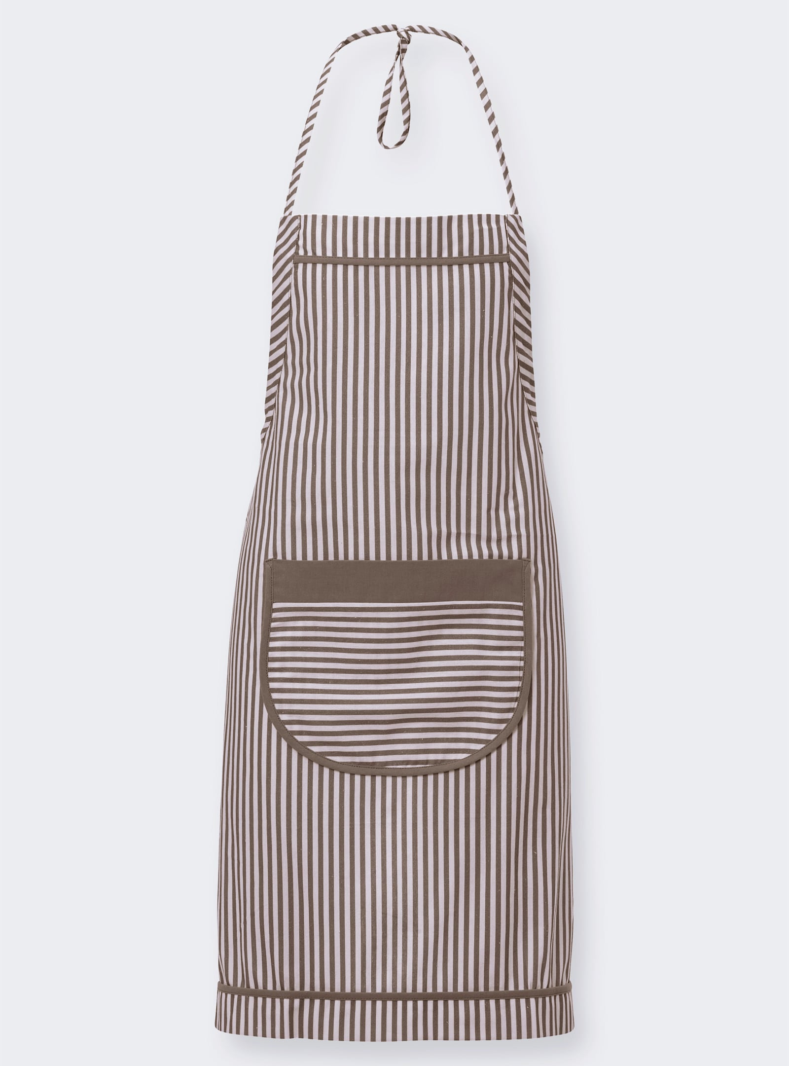 Latzschürze mit Tasche vorne - taupe-gestreift