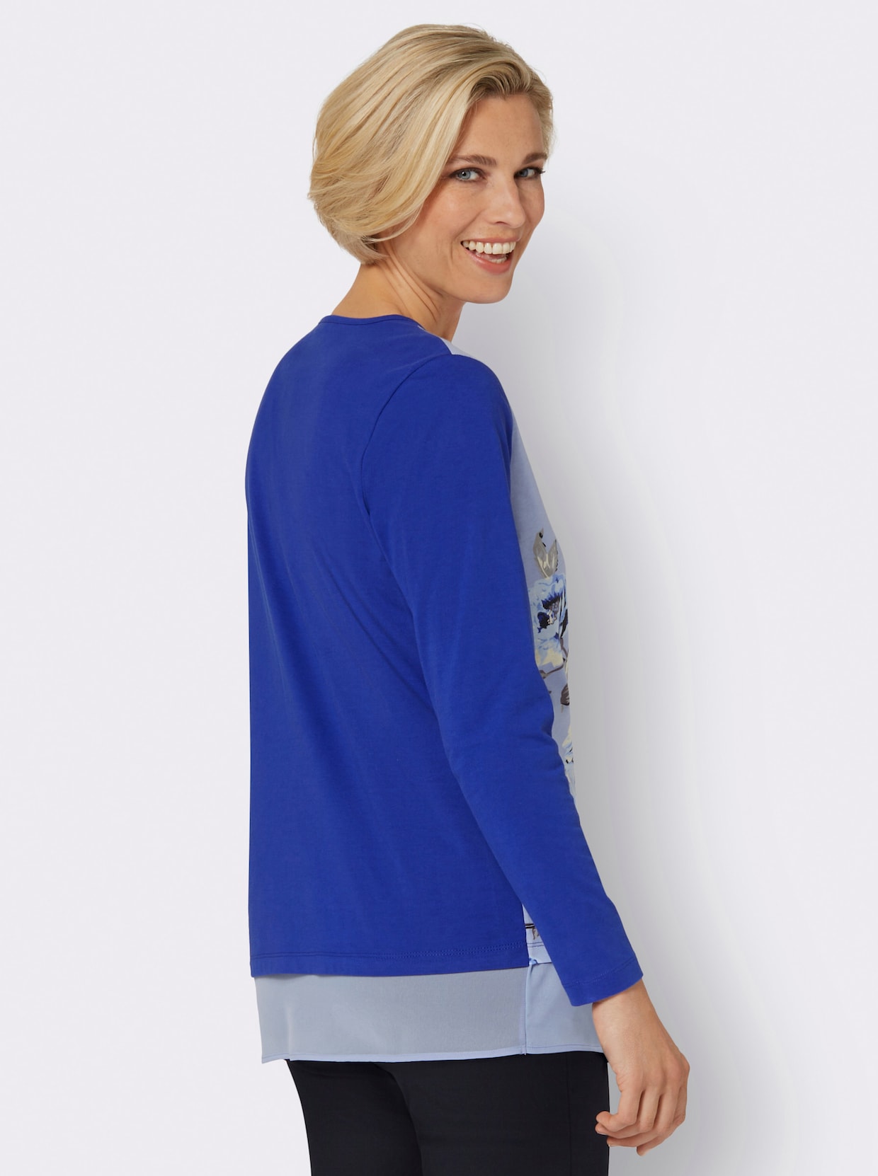 Dlhé tričko - Kráľovská modrá-bledomodrá potlač