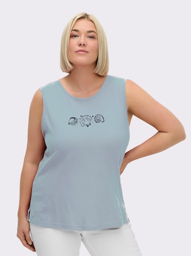 Shirttop mit Seitenschlitzen - hellblau