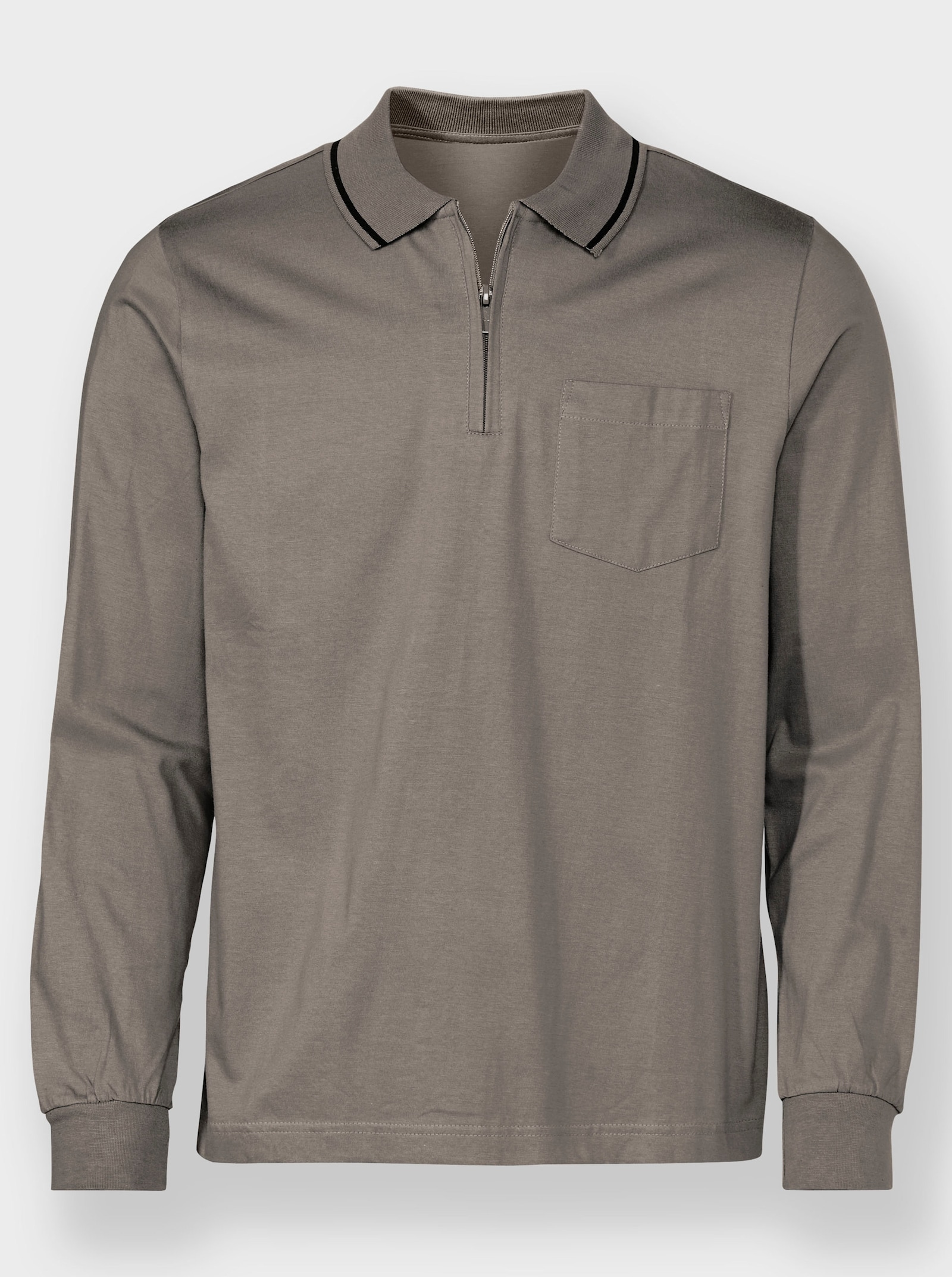 Catamaran Langarm-Poloshirt mit Reissverschluss - taupe