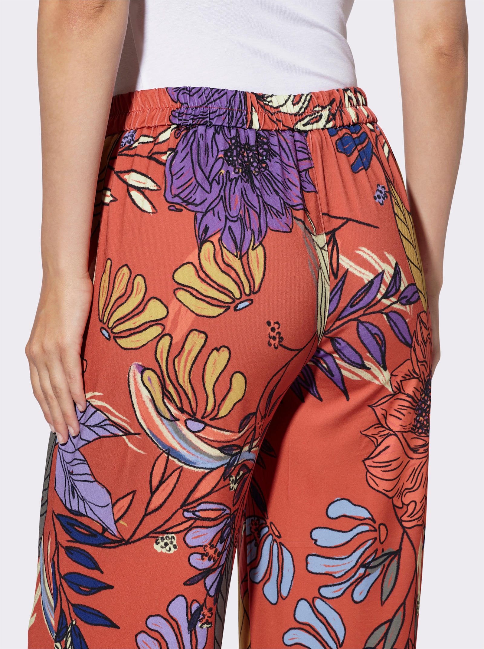 heine Druckhose mit Dehnbund - terra-lavendel-bedruckt