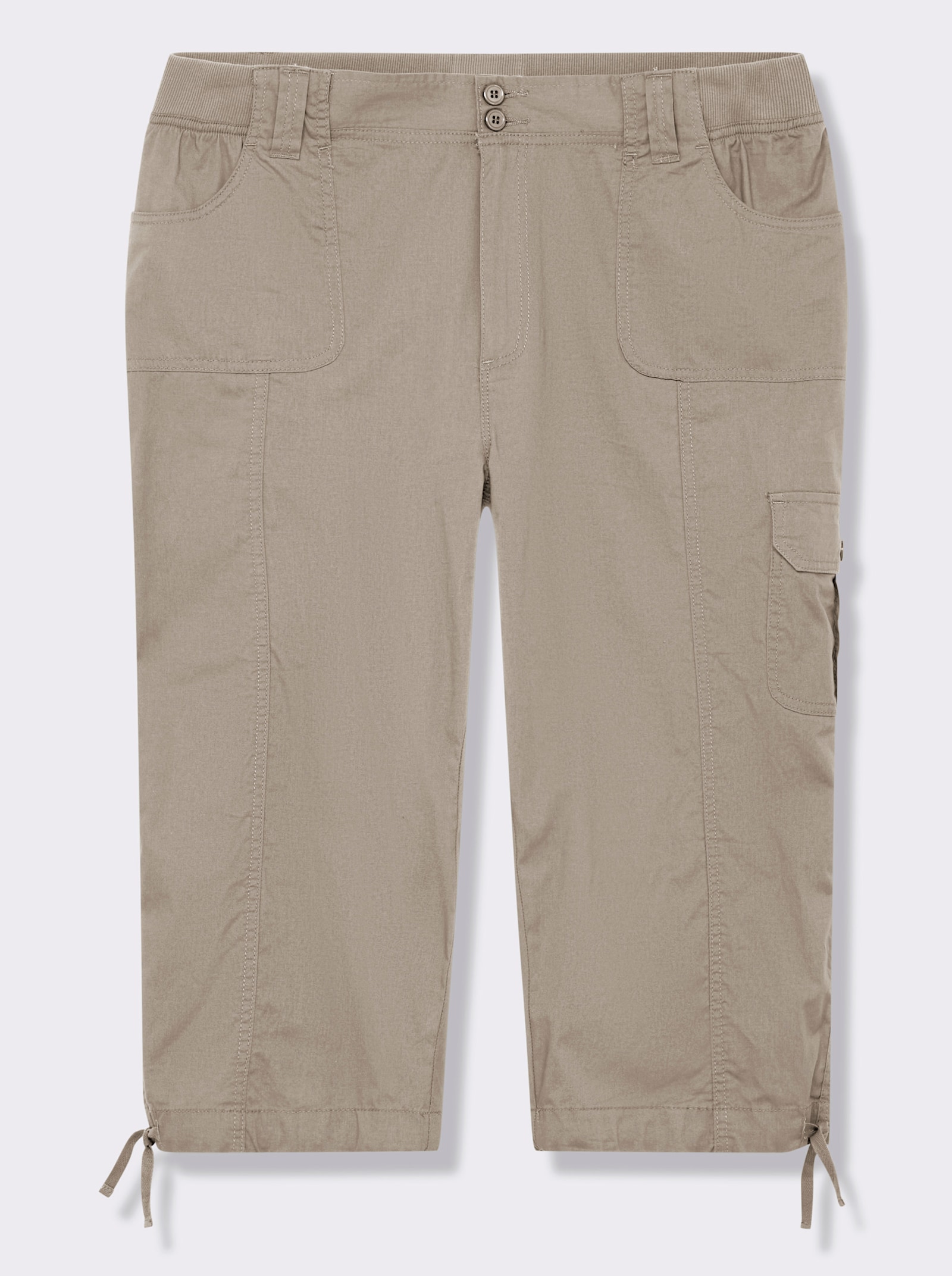Caprihose mit weitenverstellbarem Saum - taupe
