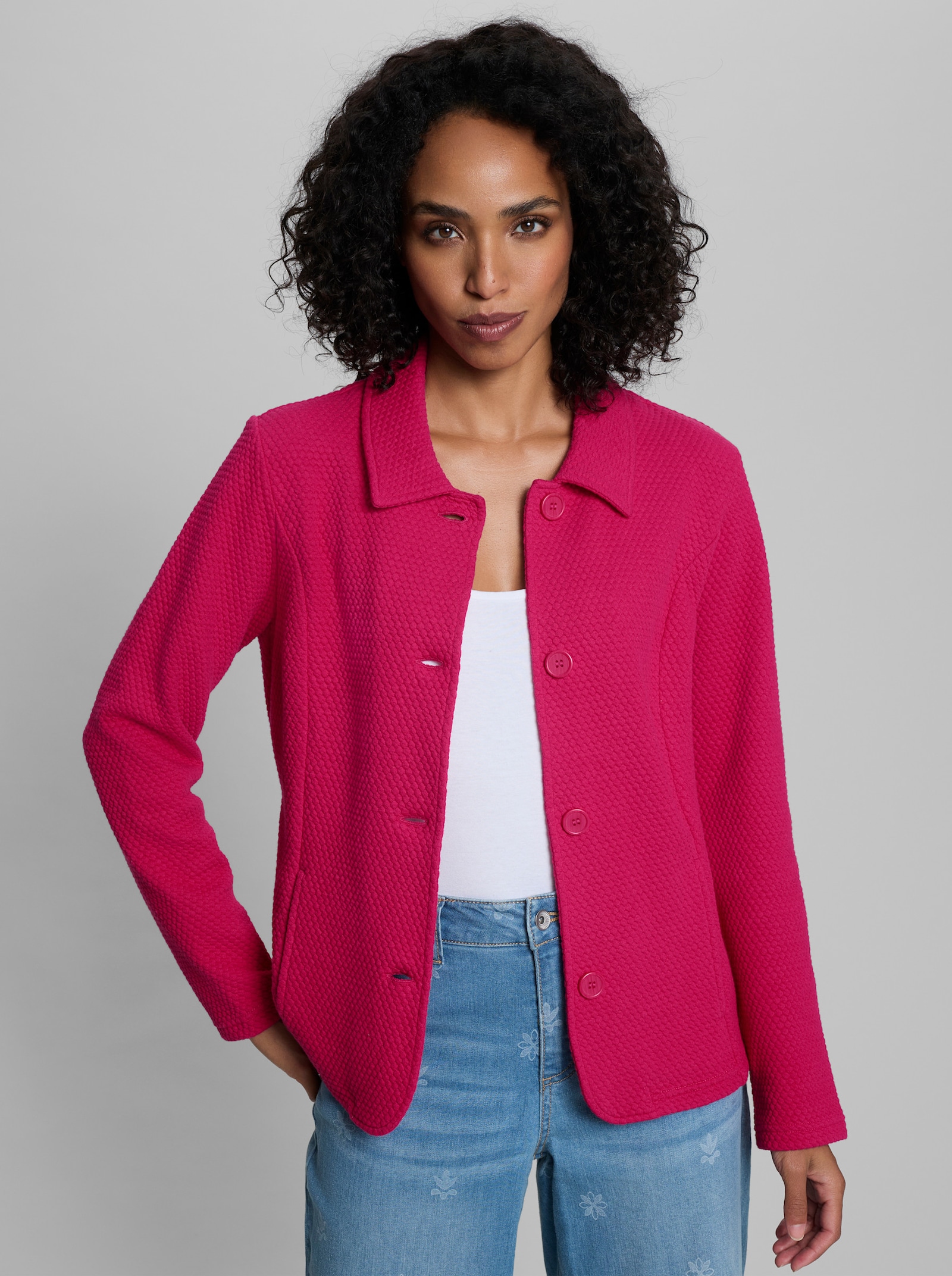 heine Blazer aus Waffelpikee - pink