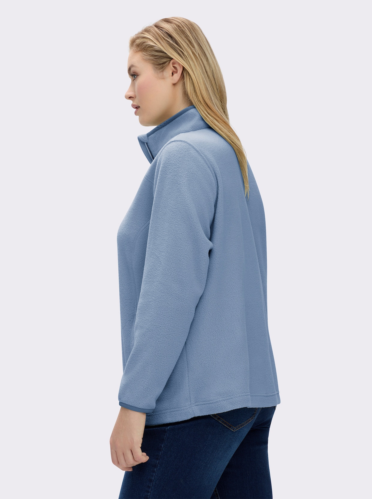 Fleeceshirt mit Stehkragen und Reißverschluss - bleu