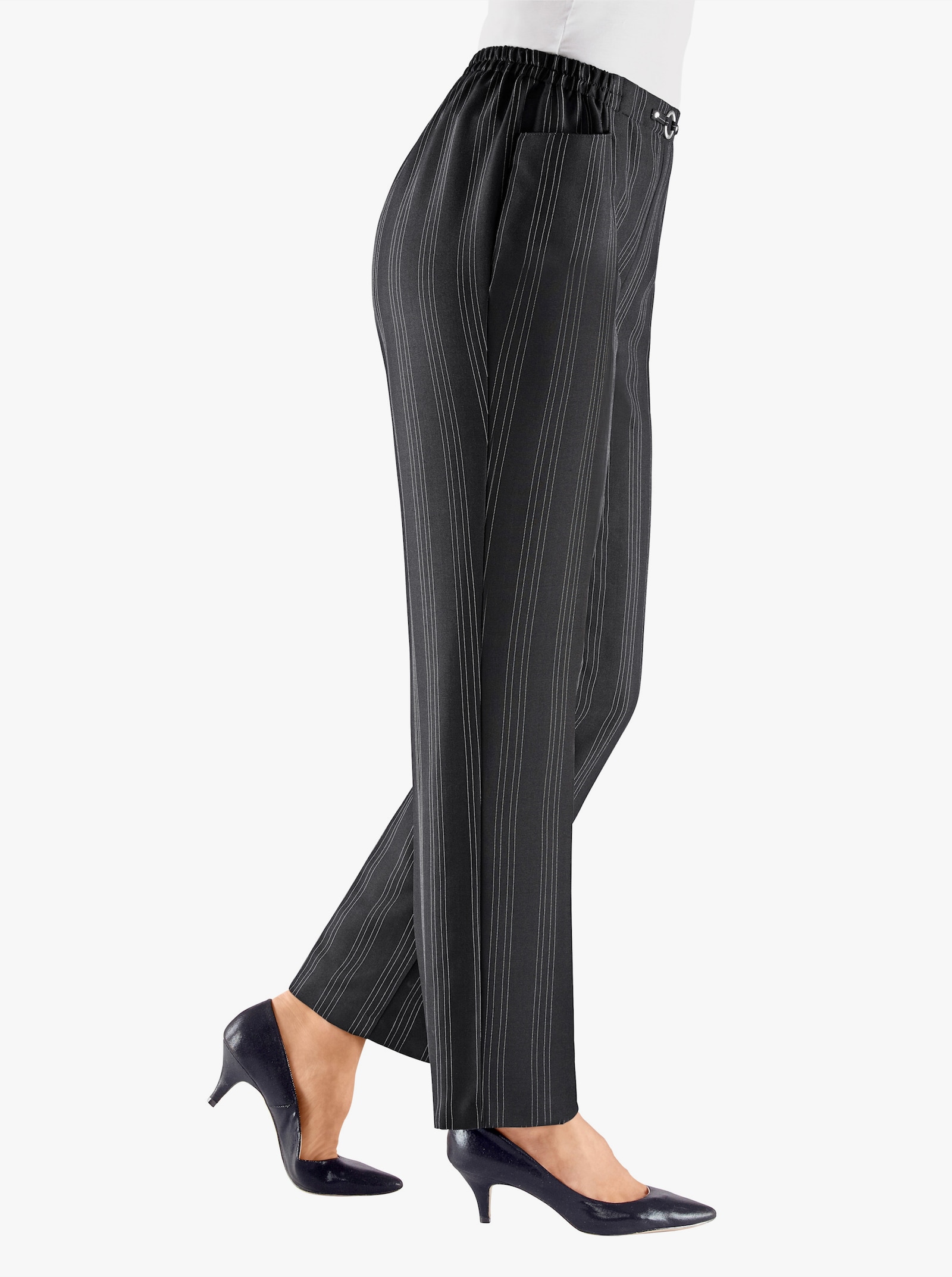 Comfortbroek per 2 stuks - zwart + zwart gestreept