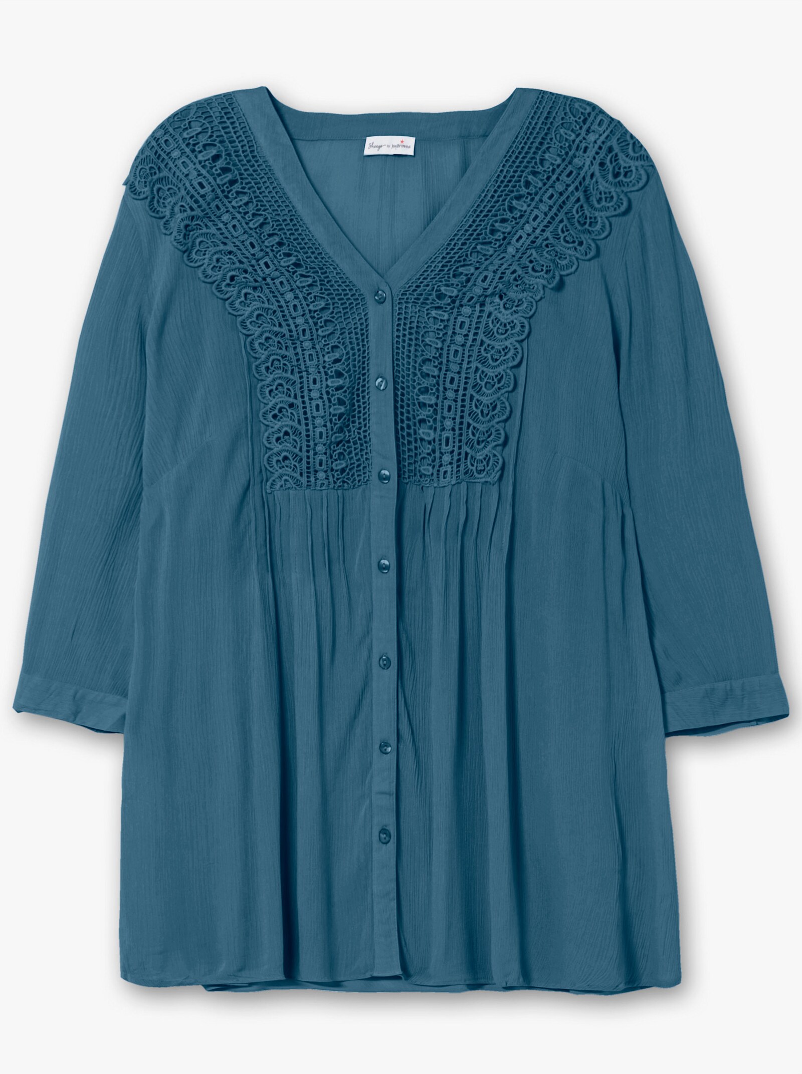 sheego by Joe Browns Crêpebluse mit Biesen und Häkelspitze - topas