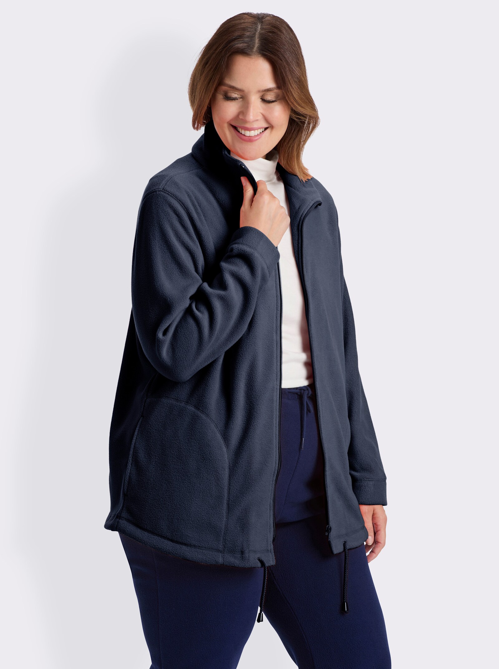 Fleecejacke Kordeldurchzug am Saum - marine