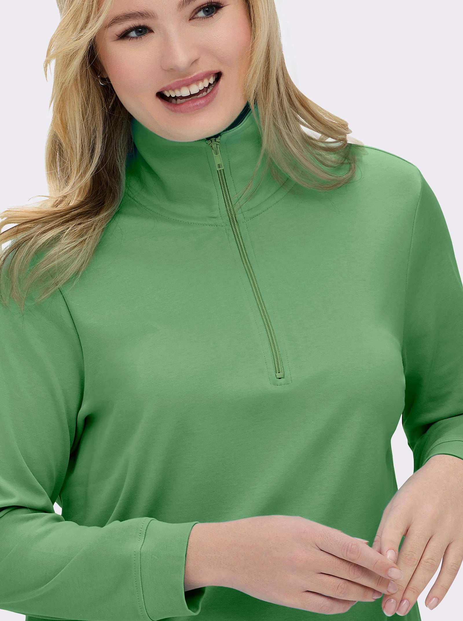 Longsweatshirt mit Umlegekragen - apfel