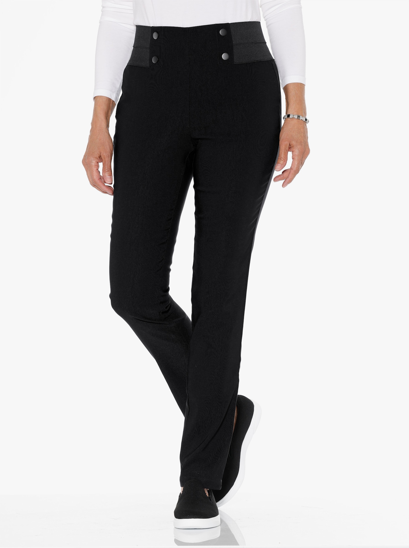 Comfortbroek met aangestikte comfortband - zwart