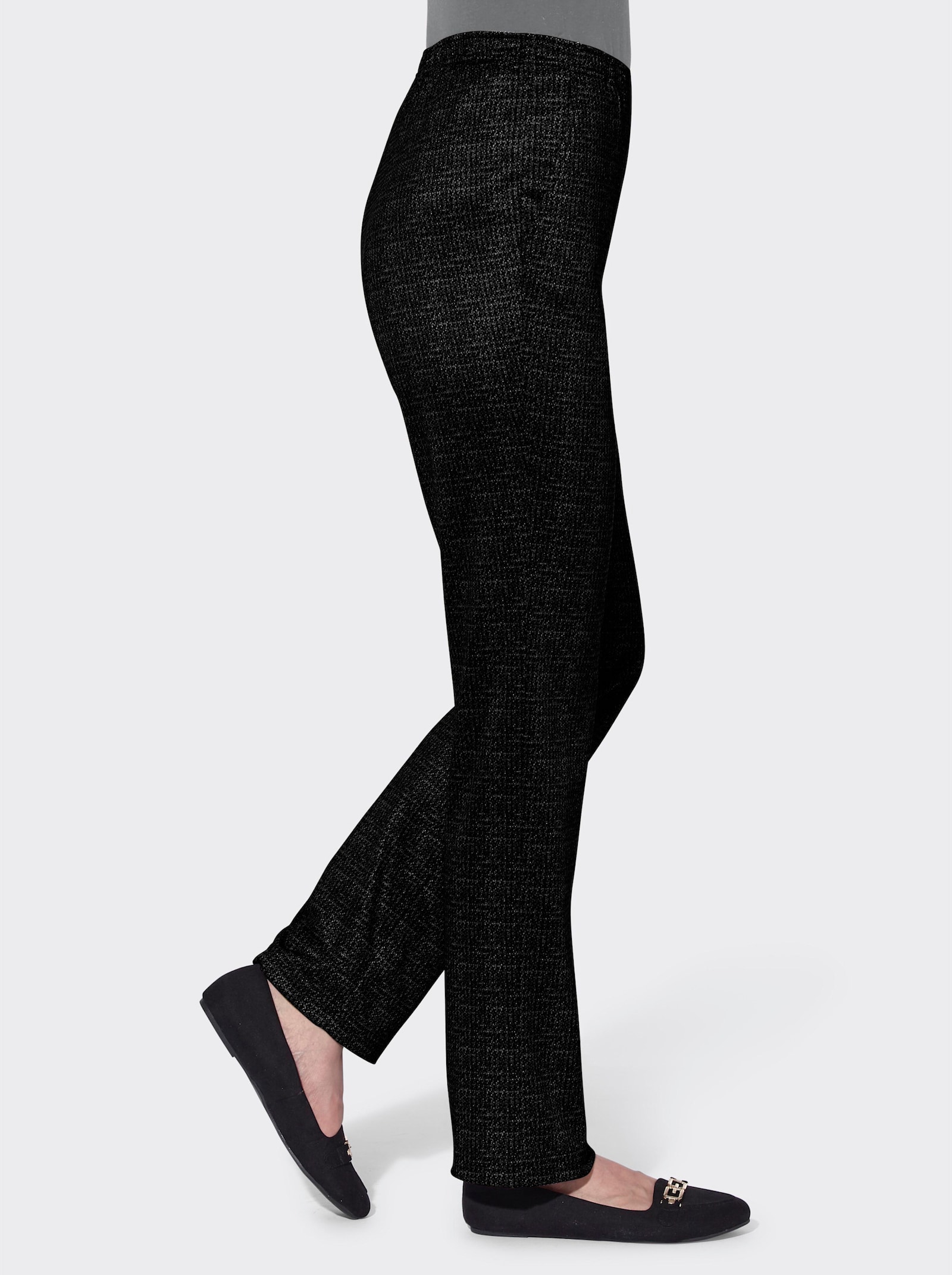 Schlupfhose im Muster-Dessin, innen angeraut - schwarz-gemustert