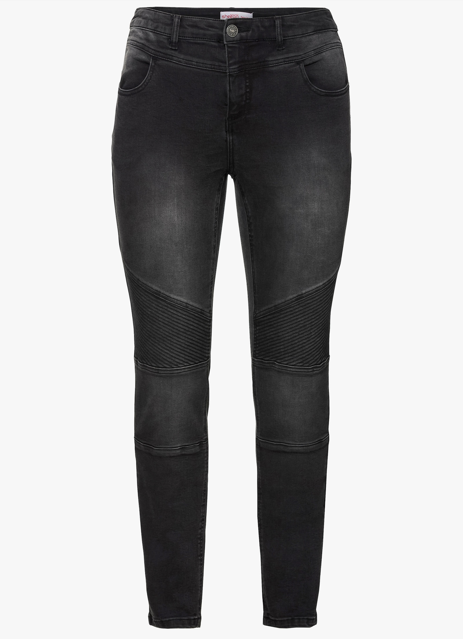 sheego Skinny jeans in bikerlook - black denim
