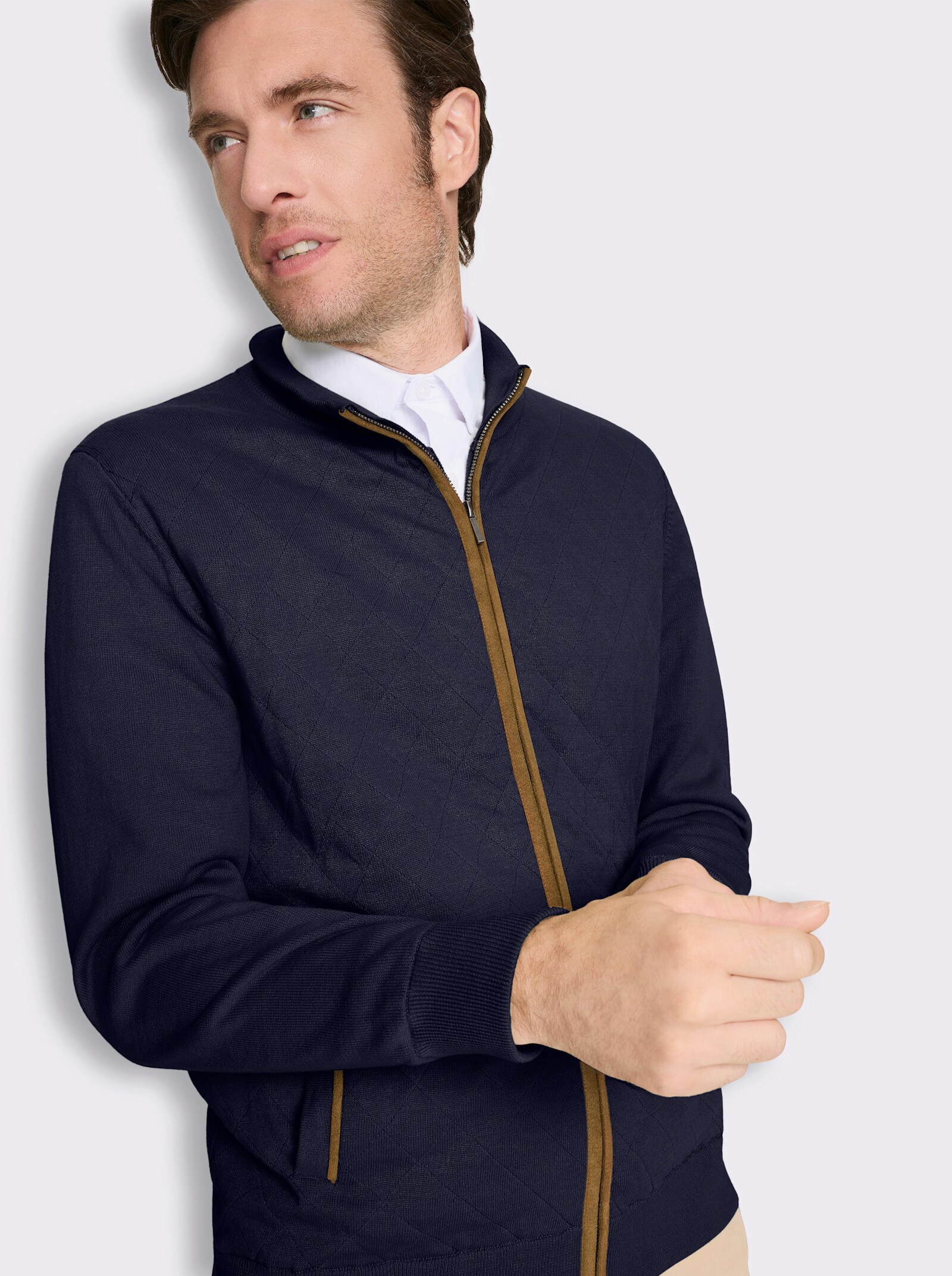 Marco Donati Strickjacke mit Rautensteppung - marine