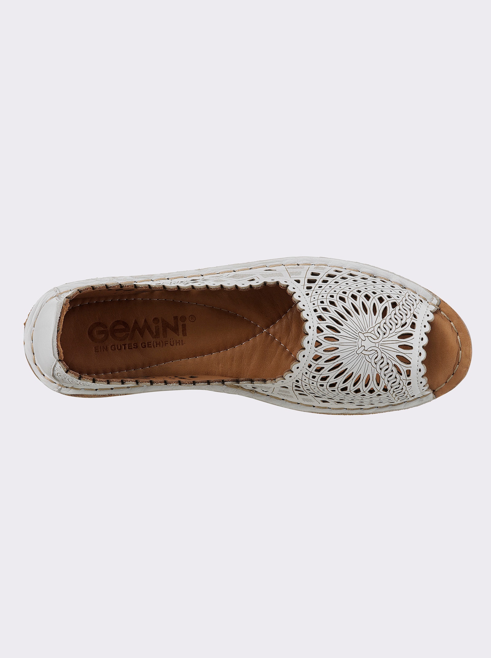 Gemini Slipper zehenoffen, mit Lochmuster - weiss