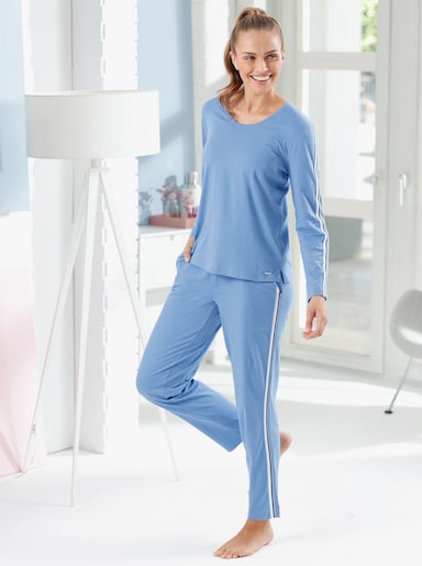 feel good Hausanzug mit Galon-Streifen - mittelblau-aqua