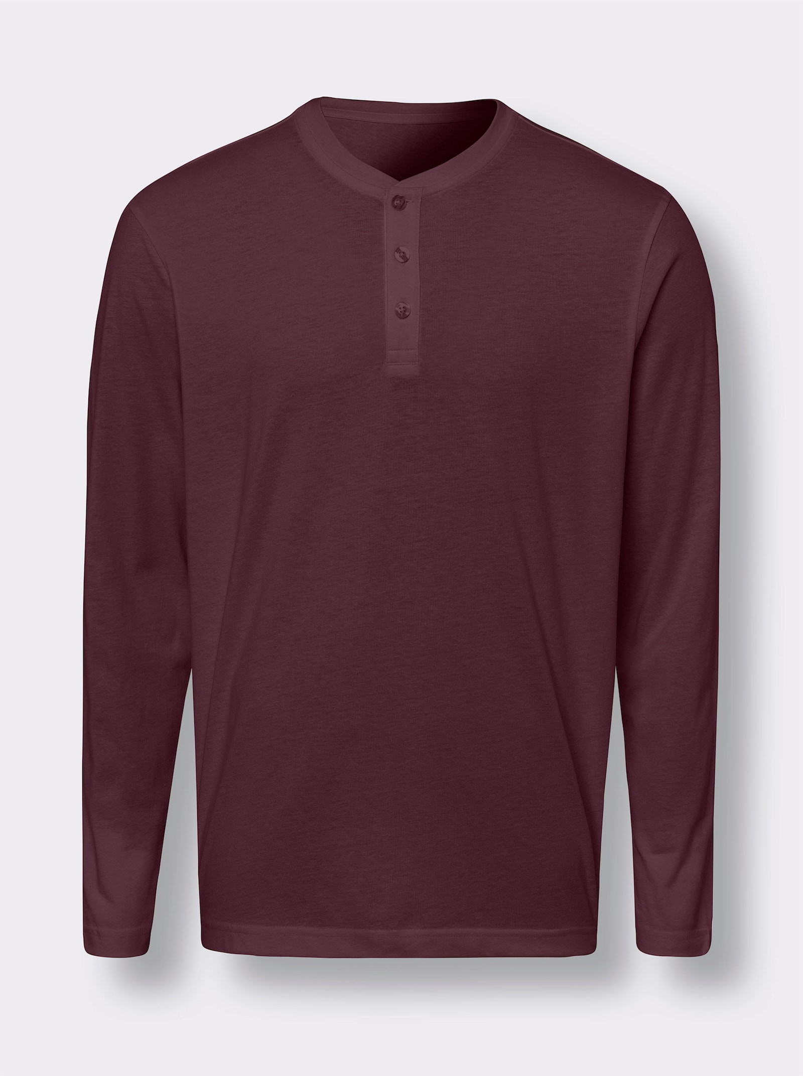 Langarmshirt mit Knopfleiste - burgund