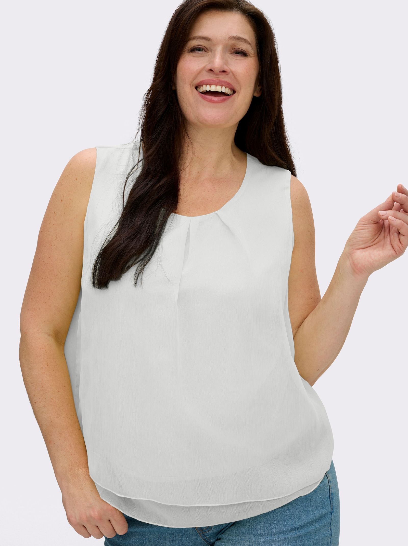 Blusentop in Crêpe-Qualität - wollweiß