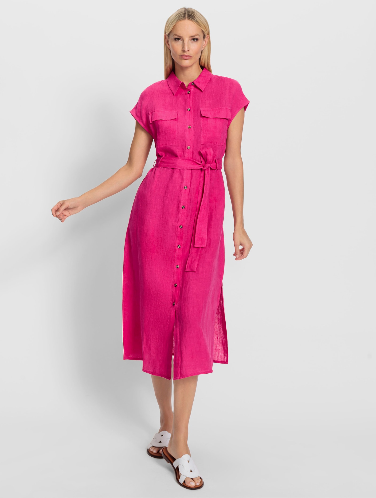 heine Robe-chemisier en qualité lin - fuchsia