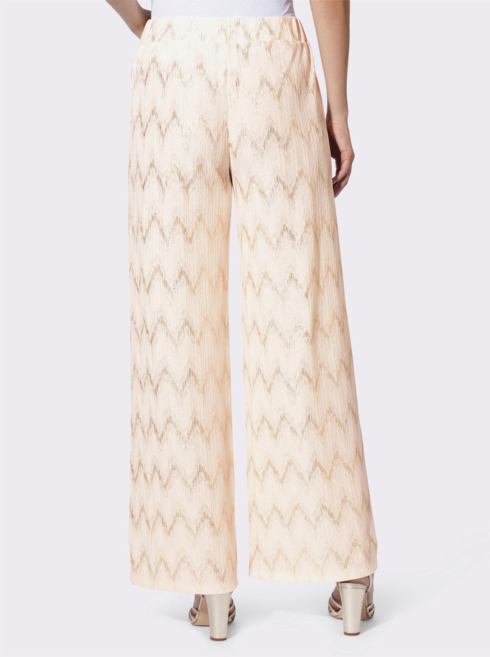 heine Schlupfhose mit glänzendem Zickzack-Muster - champagner-goldfarben-bedruckt