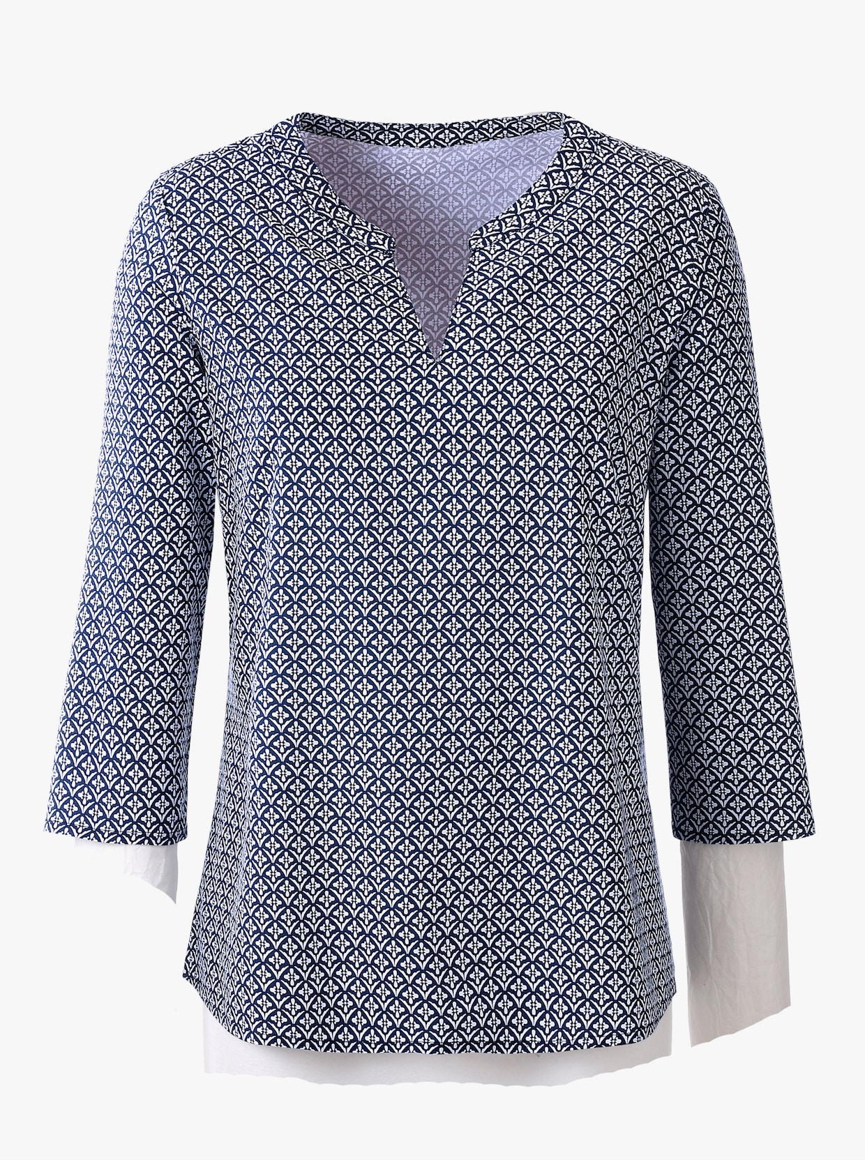 Comfortabele blouse - marine gedessineerd