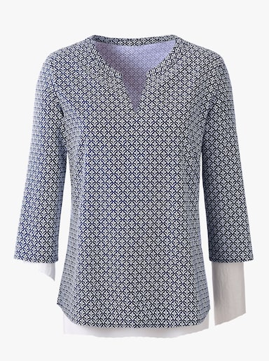Schlupfbluse mit Minimal-Muster, Viskose - marine-gemustert
