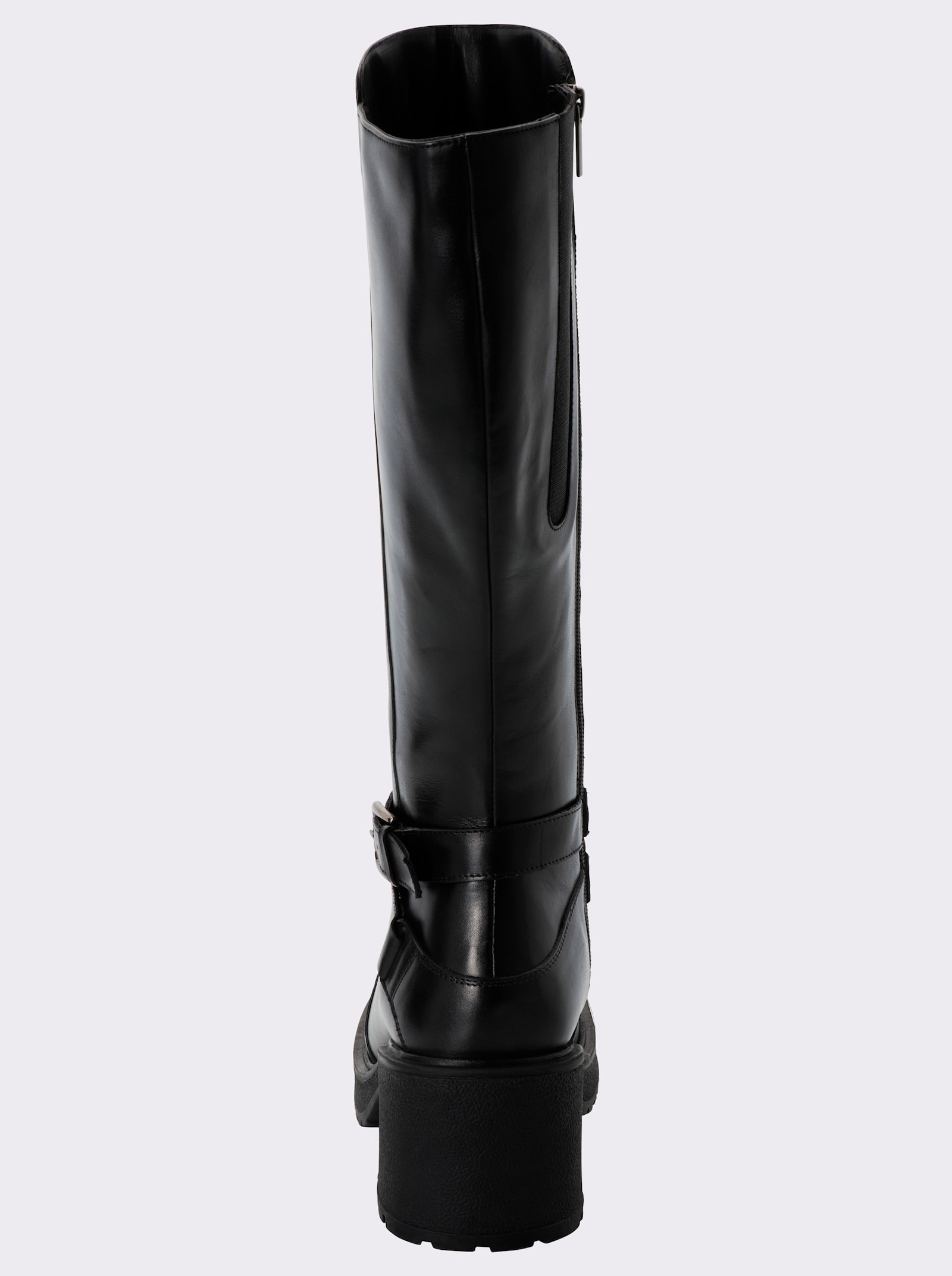 sheego Weitschaftstiefel mit Zierband und Plateausohle - schwarz