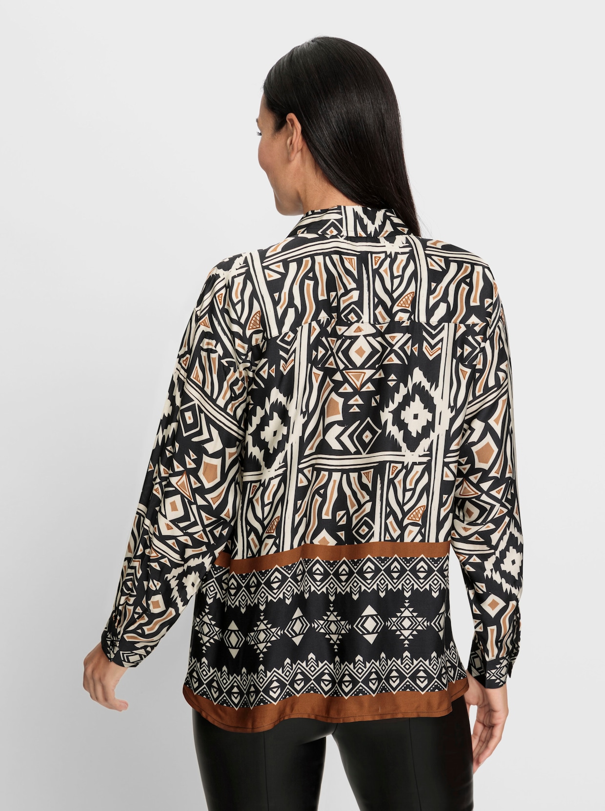 heine Overhemdblouse - camel/zwart geprint