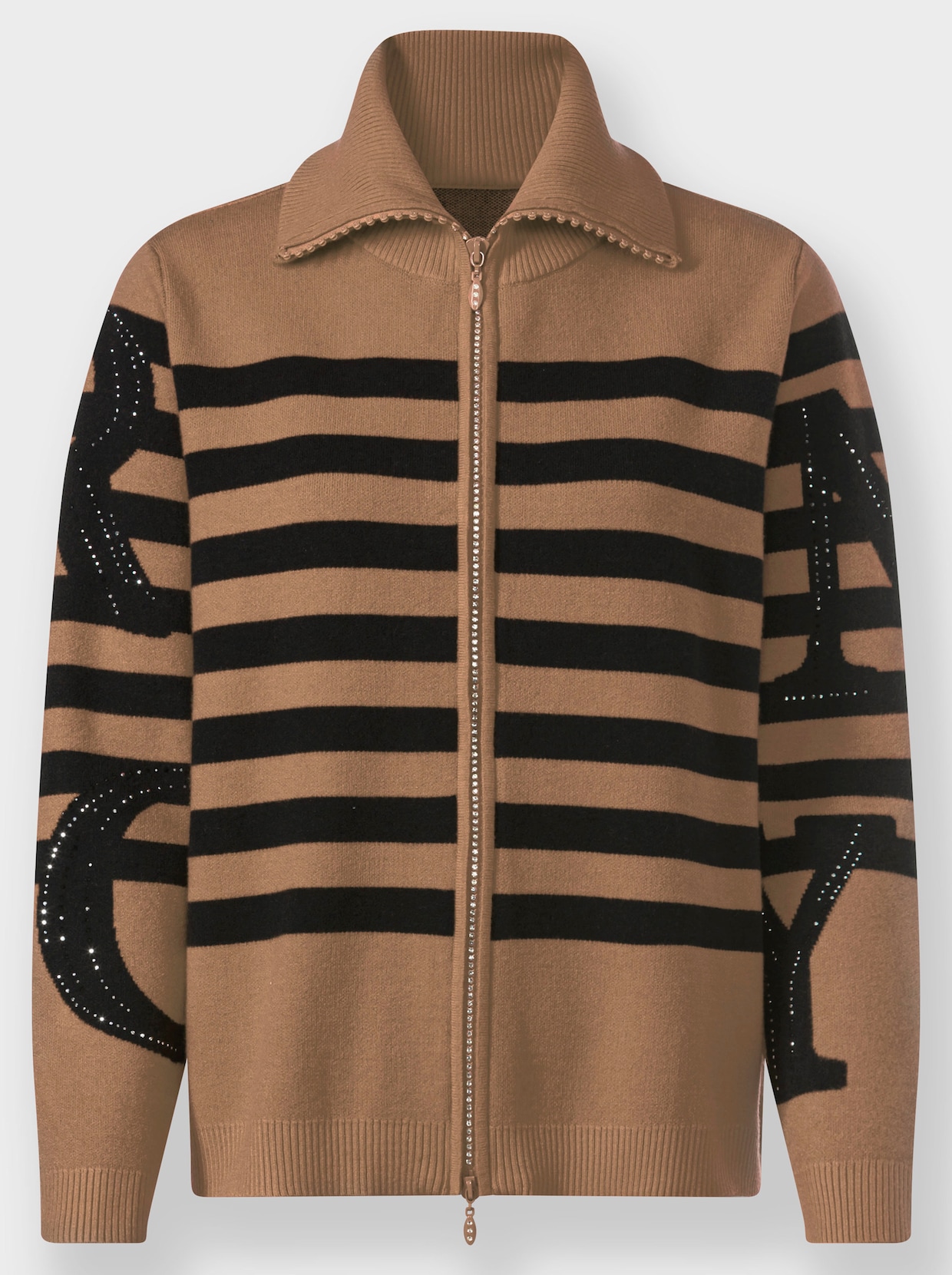 heine Vest - camel/zwart gestreept