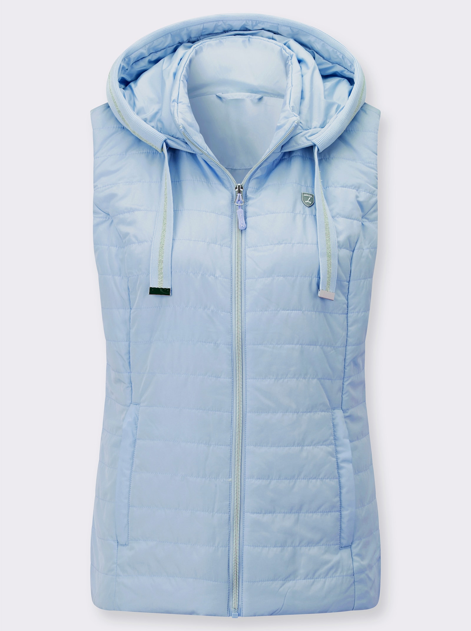 Steppweste mit Glitzer-Details - hellblau