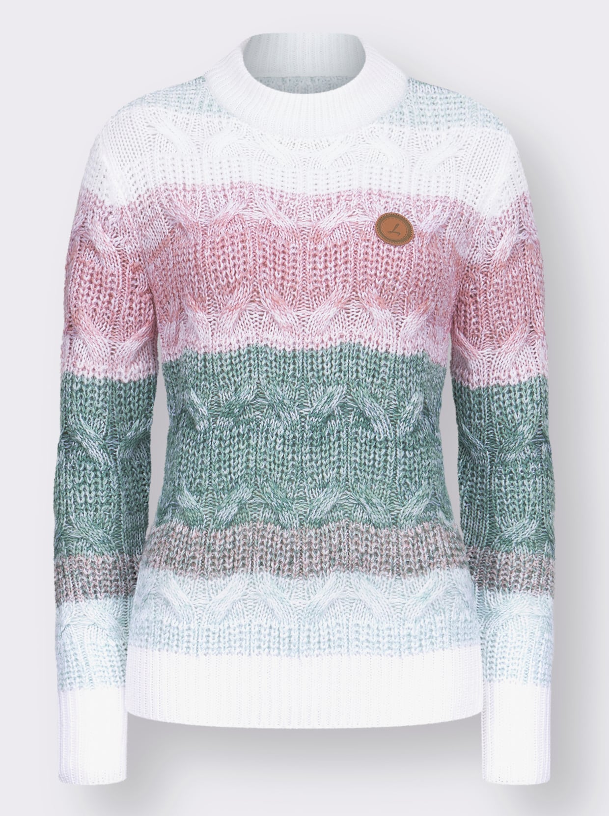 Strickpullover - jade-weiß-meliert
