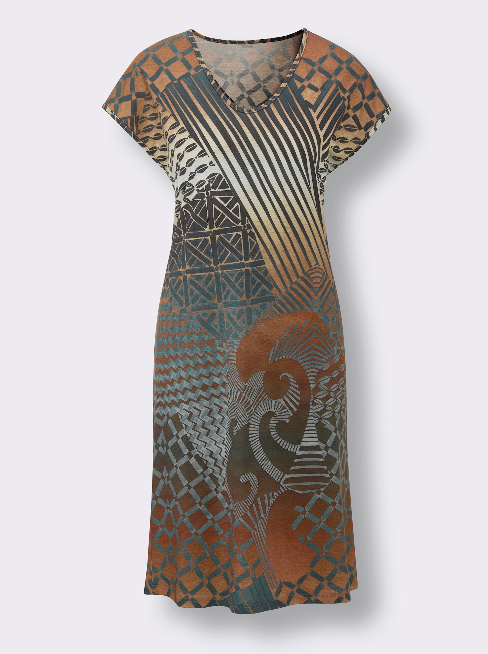 Sommerkleid - camel-jade-bedruckt